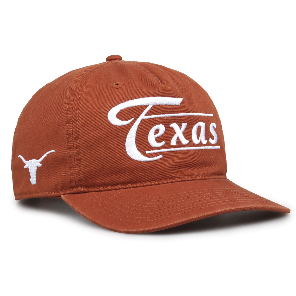 Texas Longhorns Original Heritage Bar Snapback in texas orange, angled view showing matching crown and brim