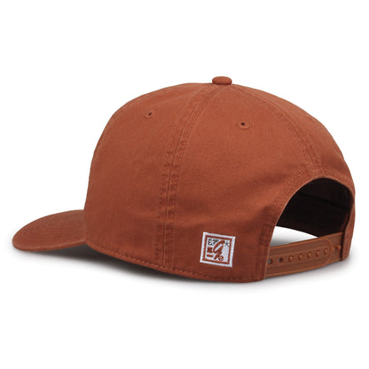 Texas Longhorns Original Heritage Script Snapback in texas orange, rear view showing adjustable snapback closure