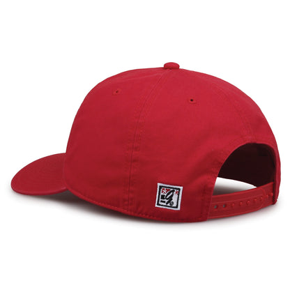 UNLV Rebels Original Heritage Script Snapback in red, rear view showing adjustable snapback closure