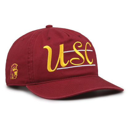USC Trojans Original Heritage Bar Snapback in cardinal, angled view showing matching crown and brim