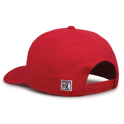 Utah Utes Original Heritage Script Snapback in red, rear view showing adjustable snapback closure