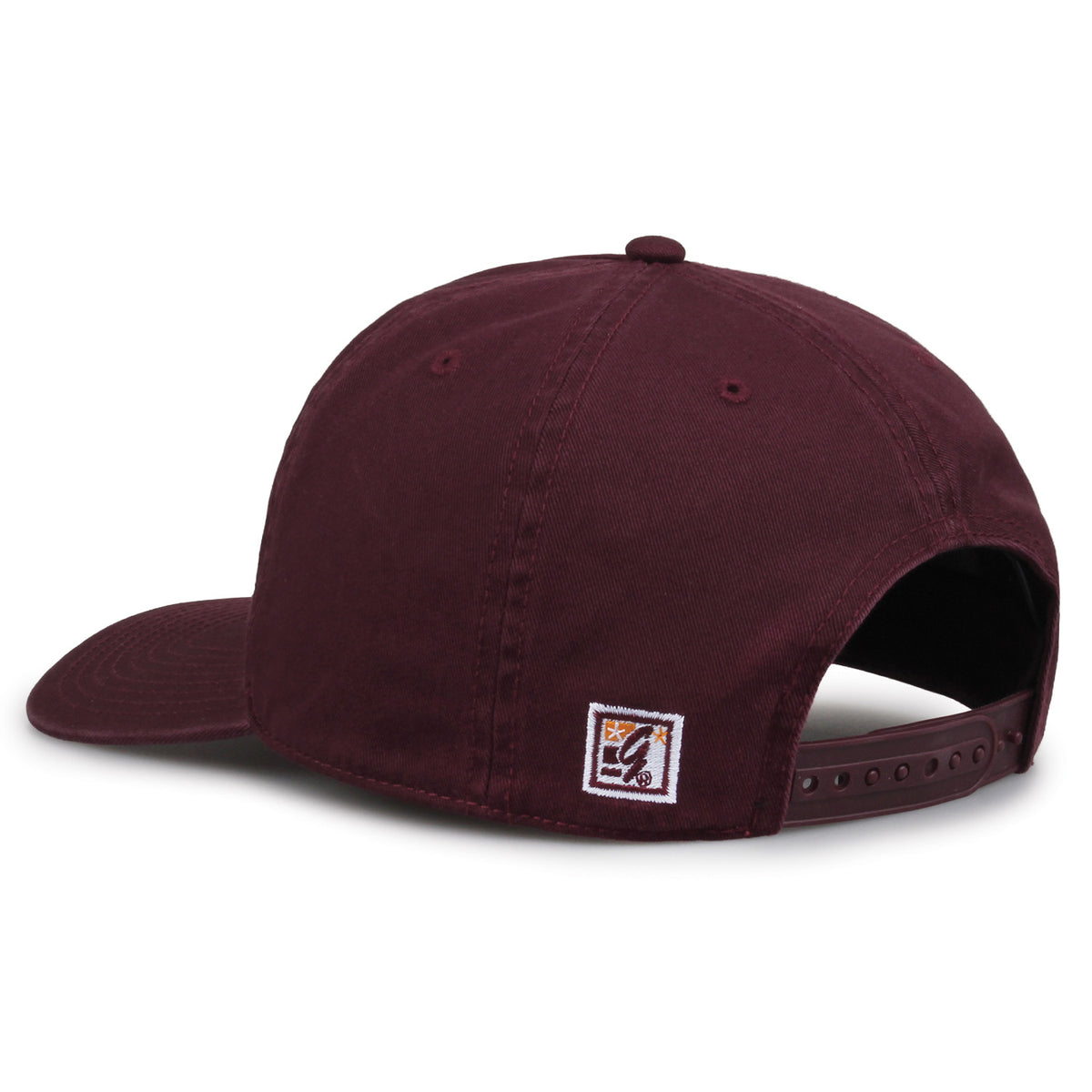 Virginia Tech Hokies Original Heritage Script Snapback in dark maroon, rear view showing adjustable snapback closure