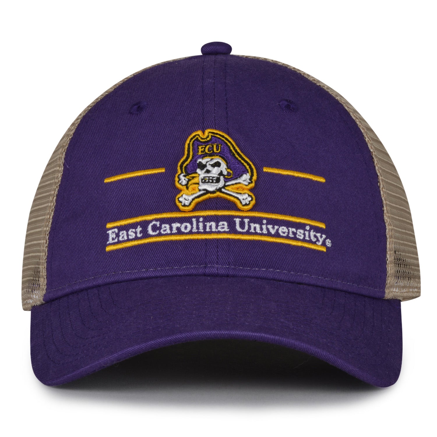 ECU Pirates trucker hat with mesh design